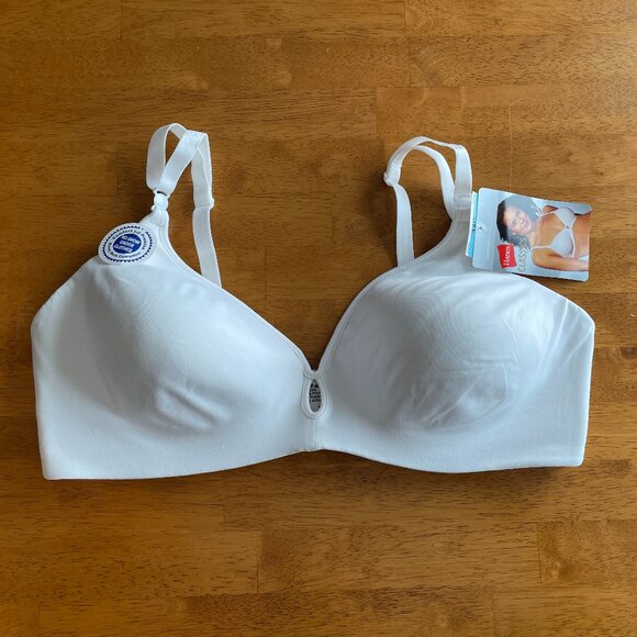 Size 38C Hanes white convertible wire-free lightly padded bra adjustable straps - Picture 11 of 12